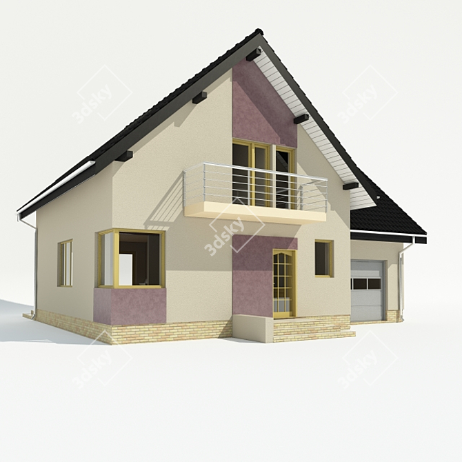 Modern Frame House 3D model image 1