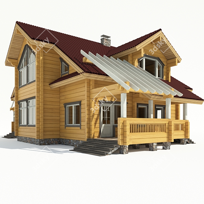 Contemporary Timber House 3D model image 1