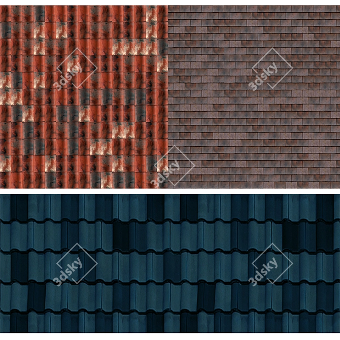 Seamless Roof Tile Textures 3D model image 1
