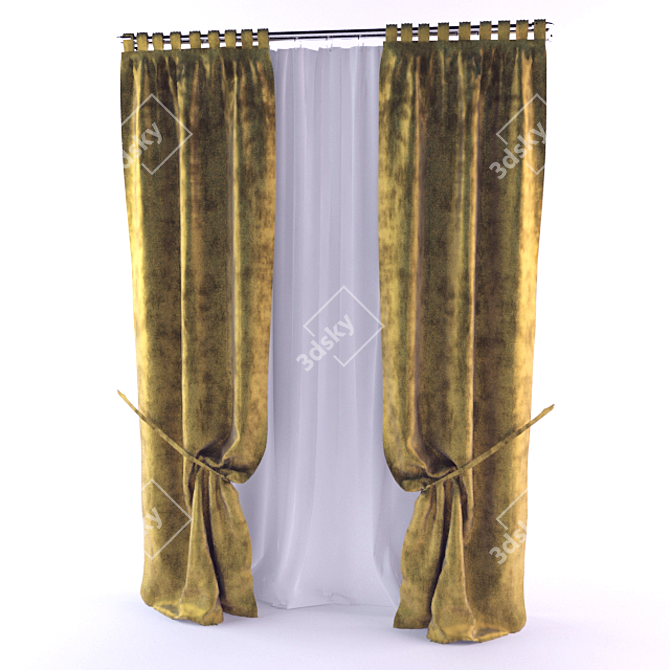 Elegant Window Drapes 3D model image 1