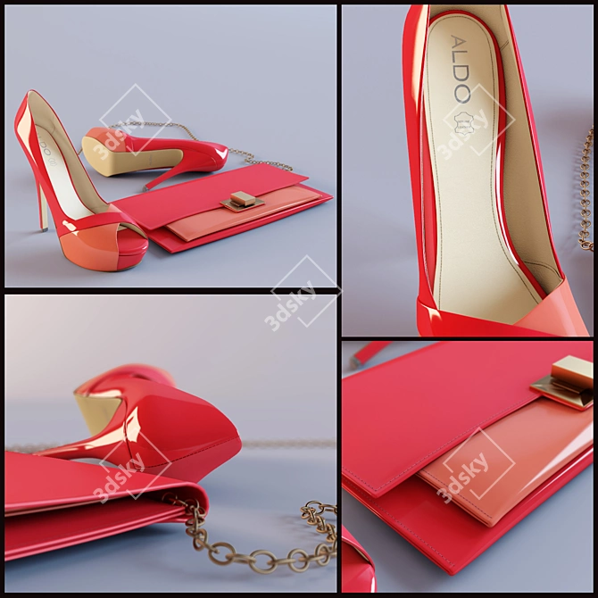 ALDO Tufli i Klatch Set: Stylish Shoes & Versatile Clutch 3D model image 1