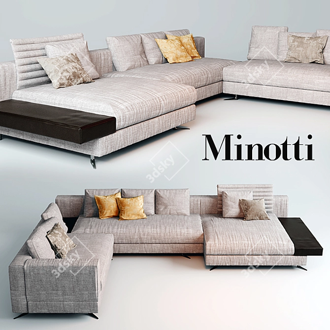 Elegant Minotti White Sofa 3D model image 1