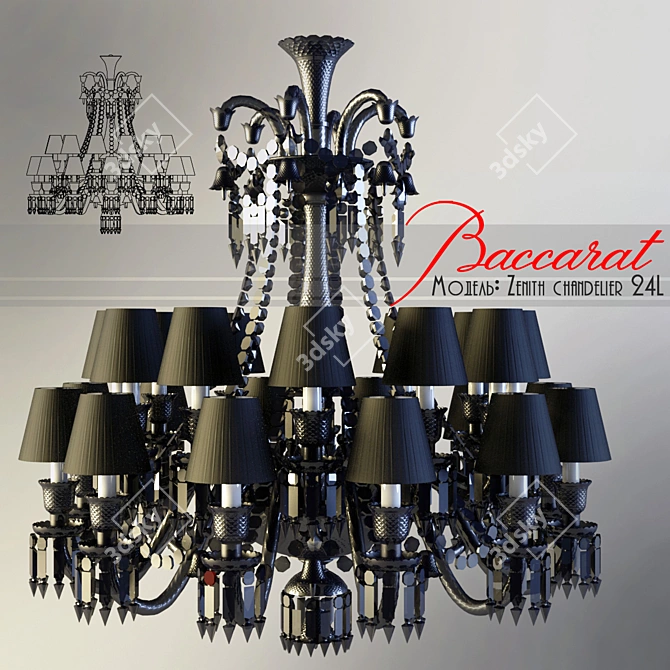 Baccarat Zenith 24l: Elegant Black Chandelier 3D model image 1