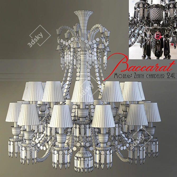 Baccarat Zenith 24l: Elegant Black Chandelier 3D model image 2