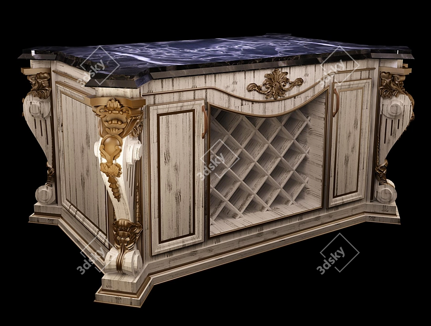 Classic Patina Kitchen Island 3D model image 1