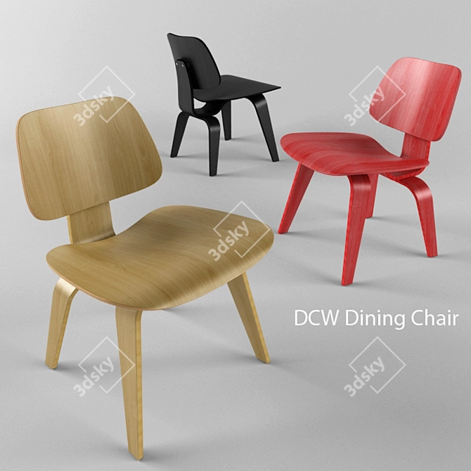 Eames Replica DCW Wooden Dining Chair 3D model image 1