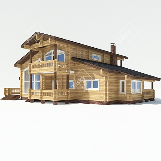 Charming Timber Retreat 3D model image 1