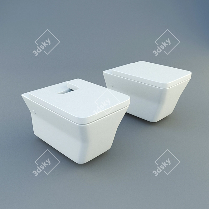 Delafon Reve Toilet & Bidet Combo 3D model image 1
