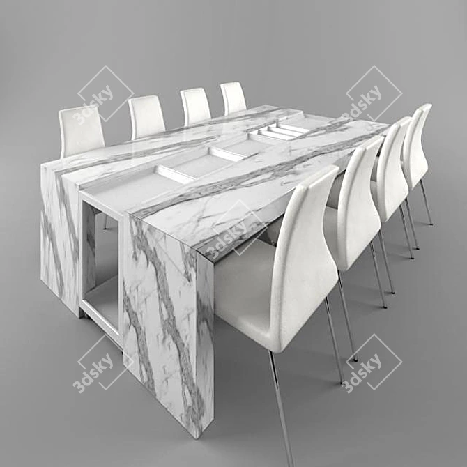 Elegant Dining Table Set: Draenert Diving Desk 7100 with Flow Chairs 3D model image 1