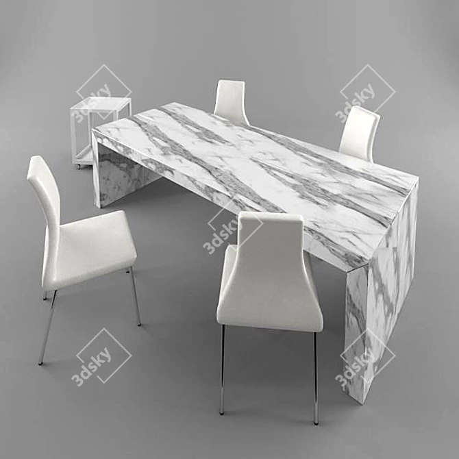 Elegant Dining Table Set: Draenert Diving Desk 7100 with Flow Chairs 3D model image 2