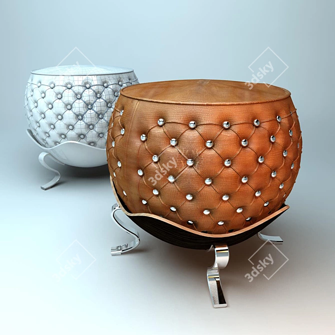 Modern Living Home Pouf 3D model image 1