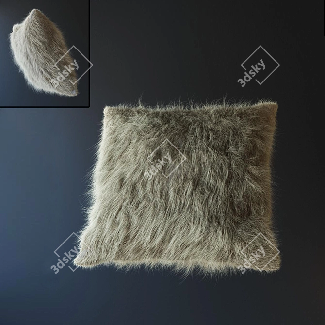 Luxury Faux Fur Cushion 3D model image 1