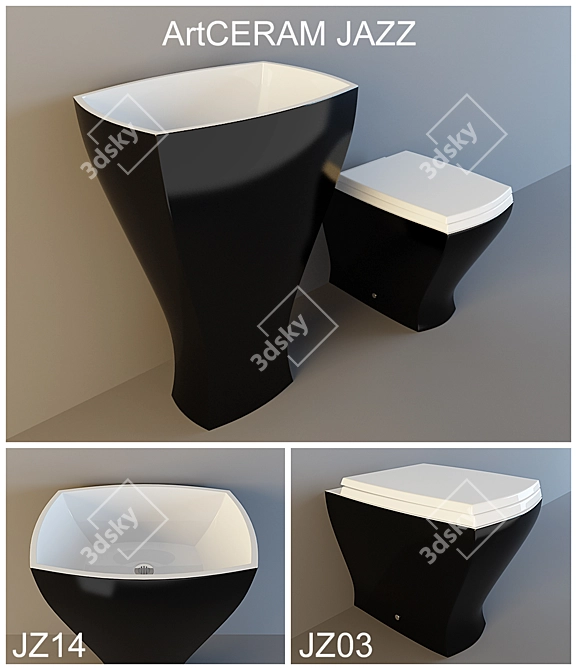 ArtCERAM Jazz: Modern Floor-Mounted Sink & Toilet 3D model image 1