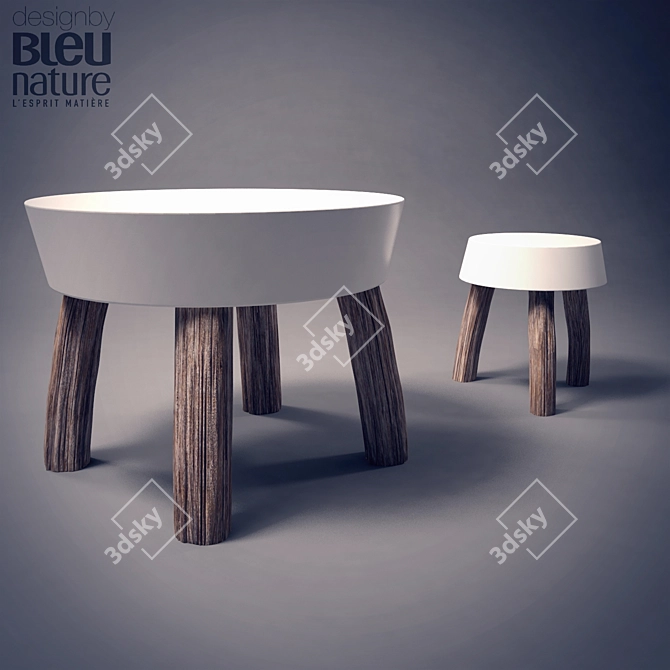 Rustic Wood & Metal Coffee Table 3D model image 1