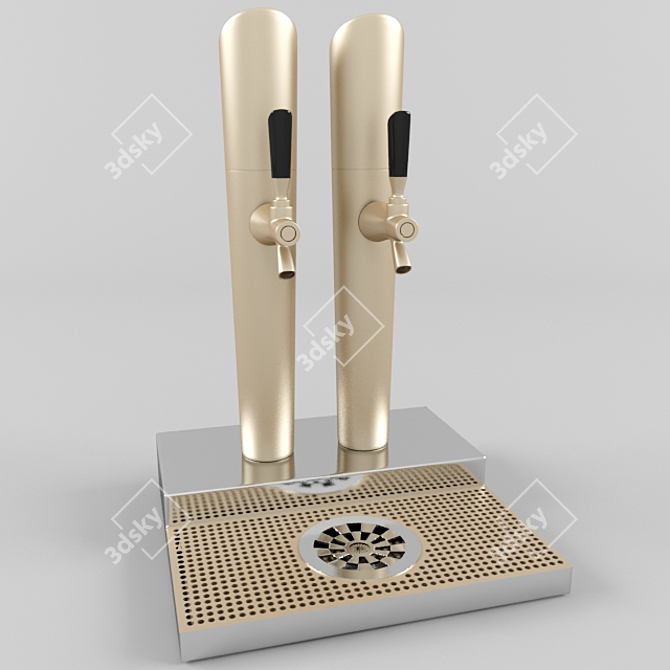 Skyline Beer Tower, 2 Faucet - Classic Elegance for Your Home Bar 3D model image 1