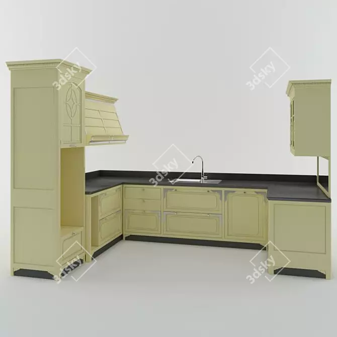 Elegant Islmorada Kitchen Solution 3D model image 2