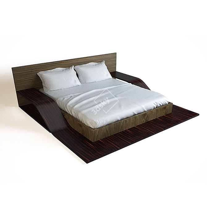 Sleek Wave Bed 3D model image 1