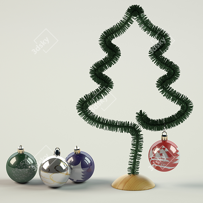 Stylish Decorative Herringbone Tree 3D model image 1