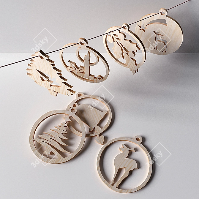 Title: Plywood Christmas Ornaments 3D model image 2