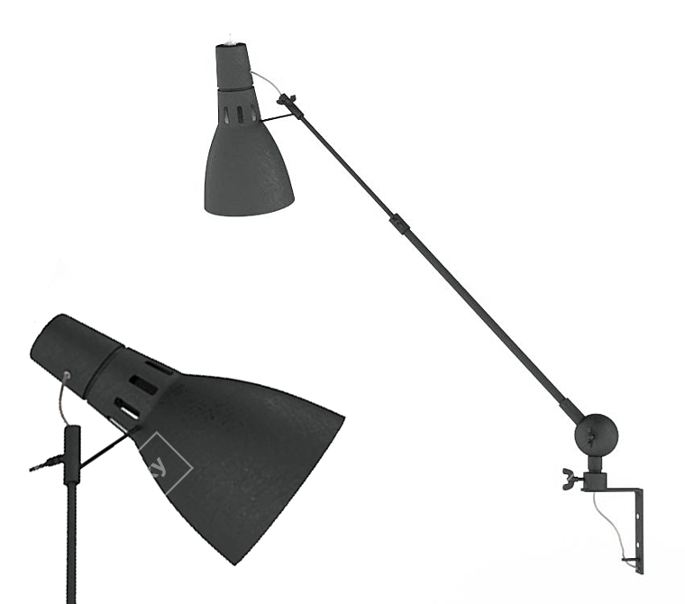 Modern Wall Lamp "Gustav" in Black 3D model image 1