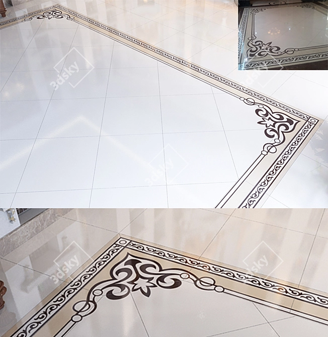 Elegant Marble Floor Décor 3D model image 1