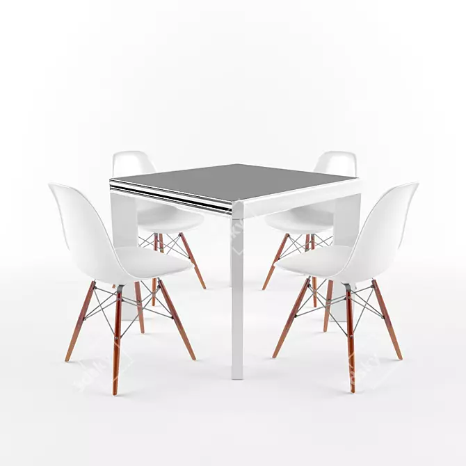 Convertible Buffet Table & Chair Set 3D model image 1