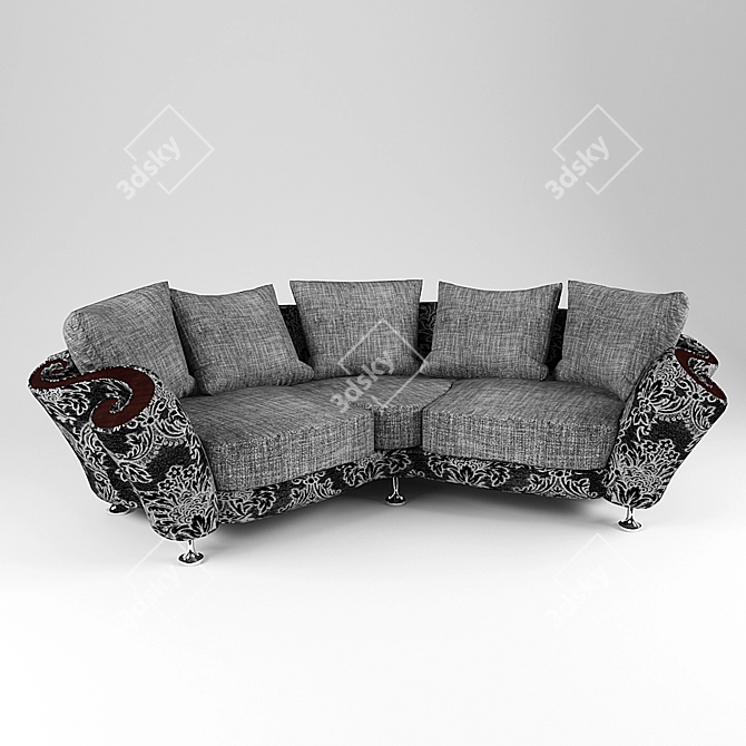 Cozy Comfort 3-Seater Sofa 3D model image 1