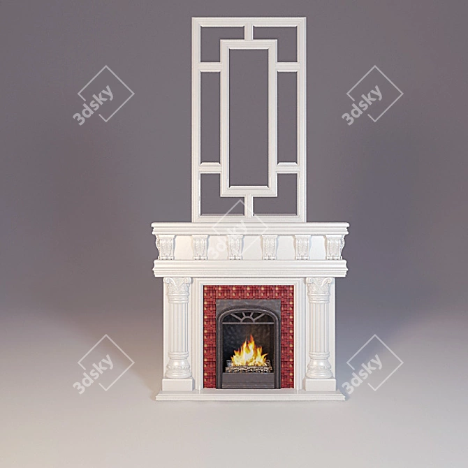 Elegant Mantel Mirror Fireplace 3D model image 1