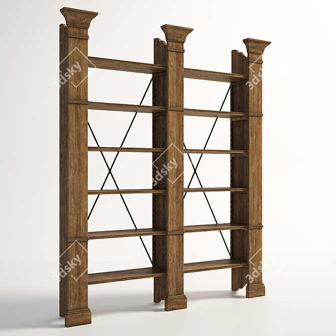 Industrial Charm - Xavier Double Bookshelf 3D model image 1