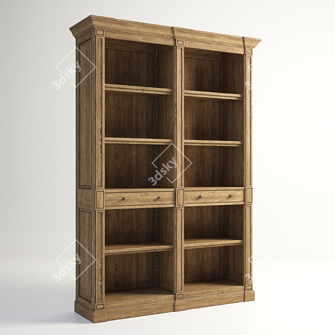 Aberdeen Double Bookshelf - Stylish Storage Solution 3D model image 1