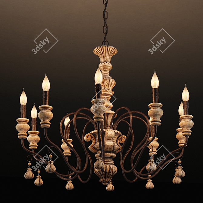 Elegant AKD Chandelier - 90x90x82cm 3D model image 1