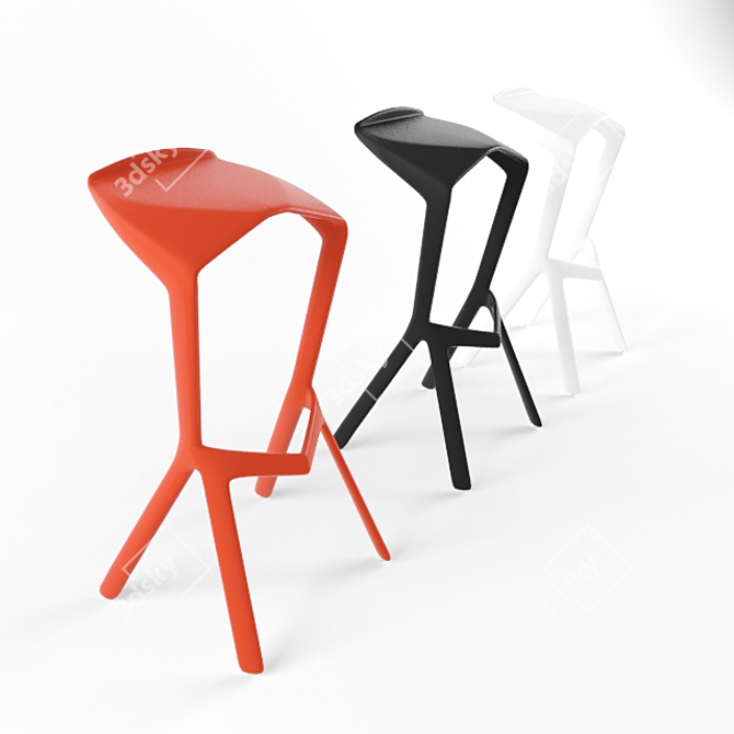 Muira Plastic Bar Stool - Stylish and Durable 3D model image 1