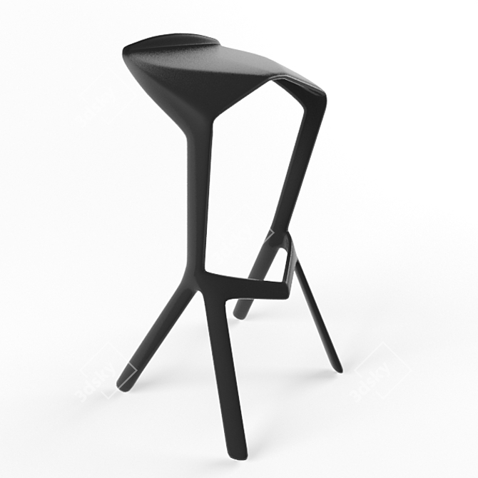 Muira Plastic Bar Stool - Stylish and Durable 3D model image 2