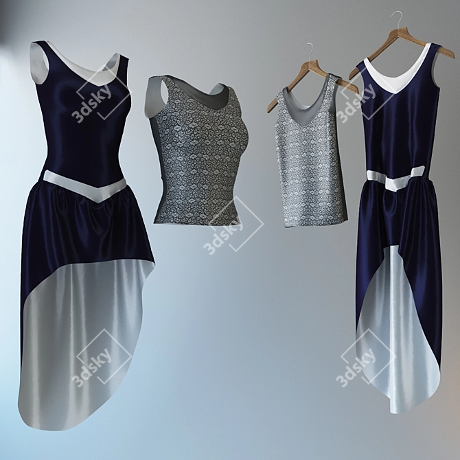 Elegant Dress & Stylish Top 3D model image 1