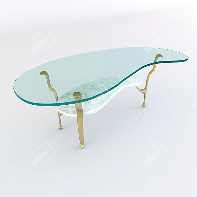 Elegant Biomorphic Glass Coffee Table 3D model image 1