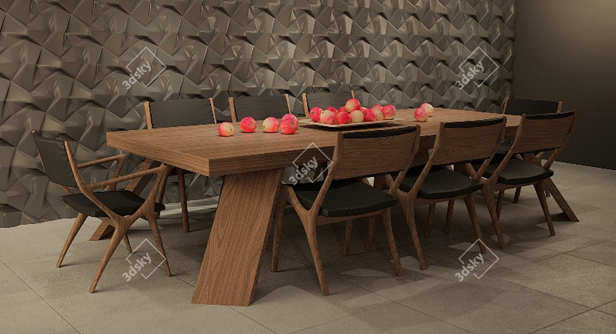 Sleek Vray Dining Set - max 2013 & fbx 3D model image 2