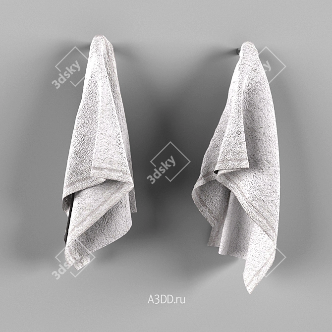 Luxury Towel Set - Two Classic Towels 3D model image 1