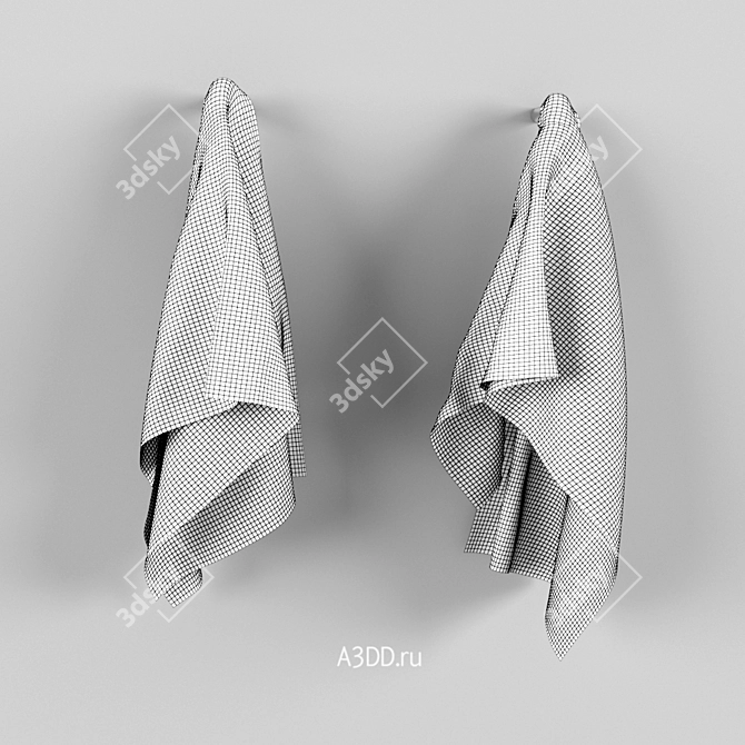 Luxury Towel Set - Two Classic Towels 3D model image 2