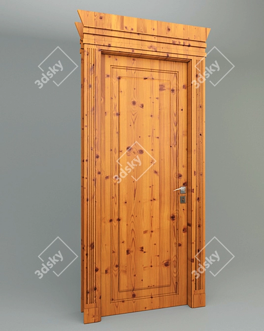 Rustic Pine Doors 3D model image 1