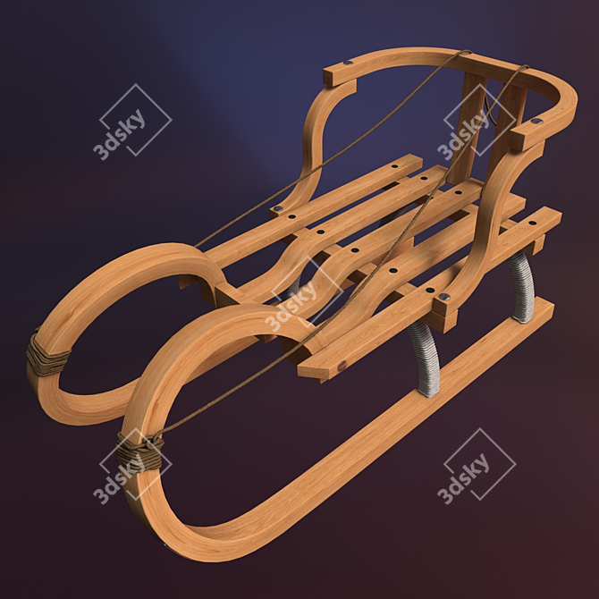 Wooden Children Sledges 3D model image 1