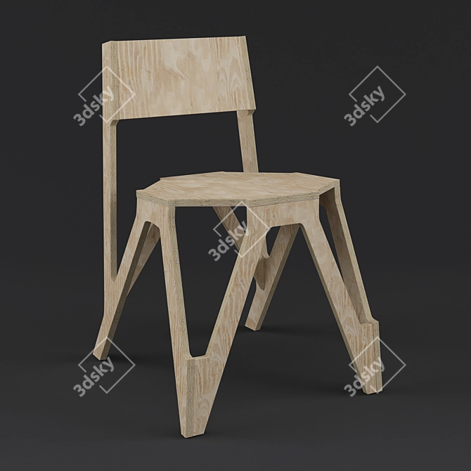 Sleek and Functional Bone Chair 3D model image 1