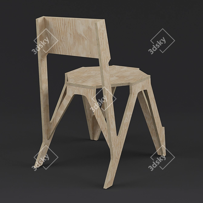 Sleek and Functional Bone Chair 3D model image 2