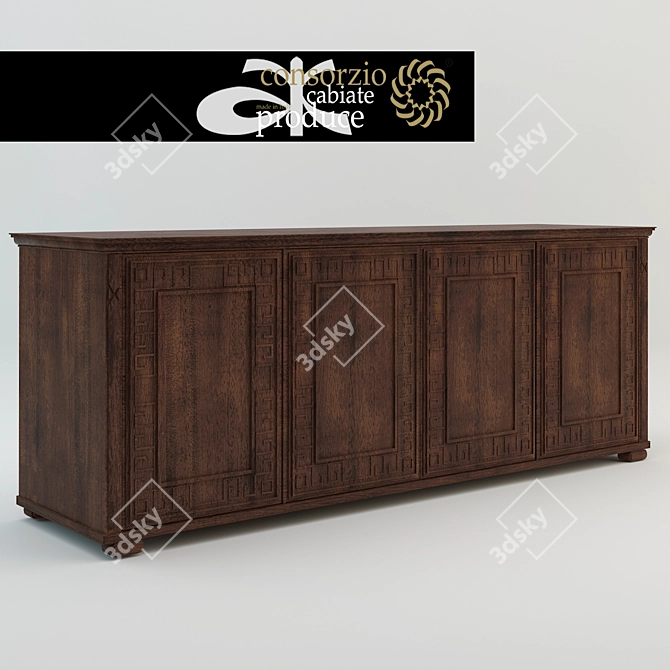 Italian Made Consorzio Cabiate Produce Dining Room Cabinet 3D model image 1