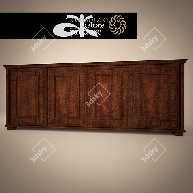 Italian Made Consorzio Cabiate Produce Dining Room Cabinet 3D model image 2