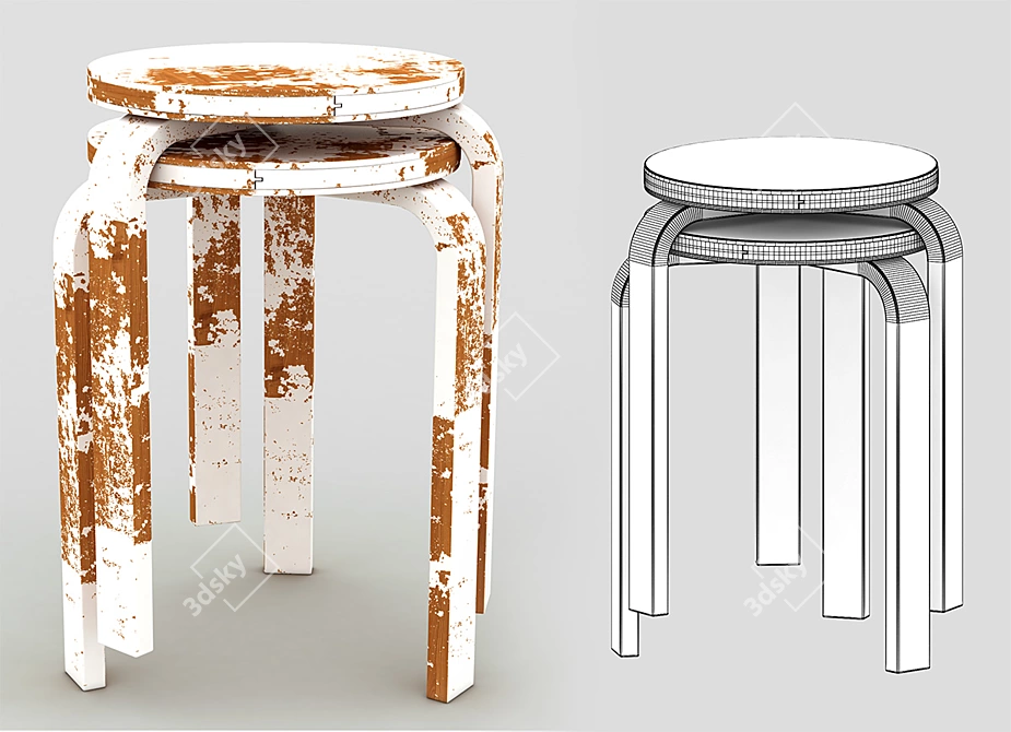  Aalto E60 Stool 3D model image 1