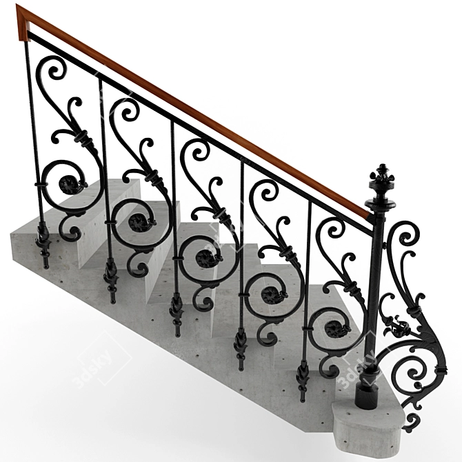 Classic Iron Exterior Railing 3D model image 1