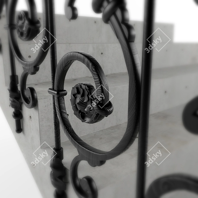 Classic Iron Exterior Railing 3D model image 2