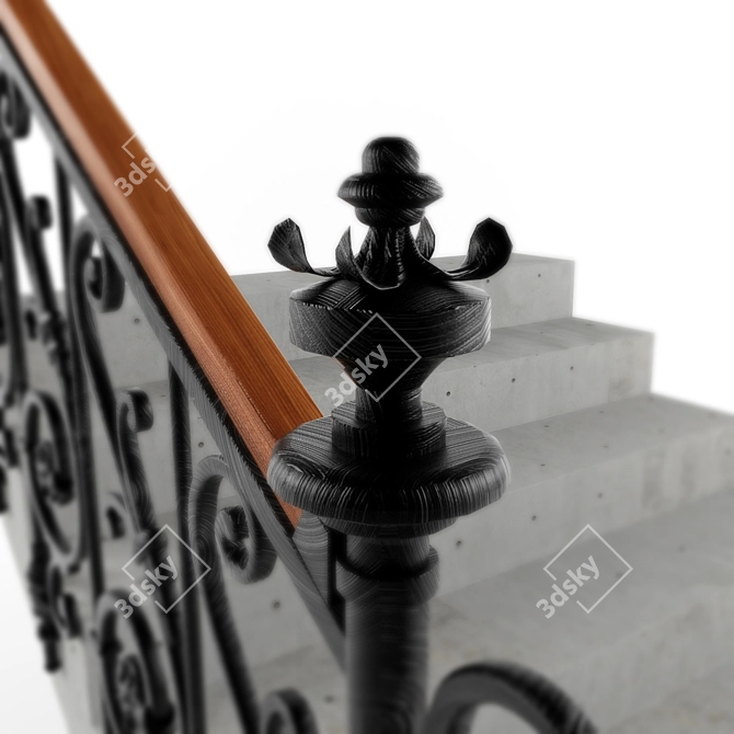 Classic Iron Exterior Railing 3D model image 3