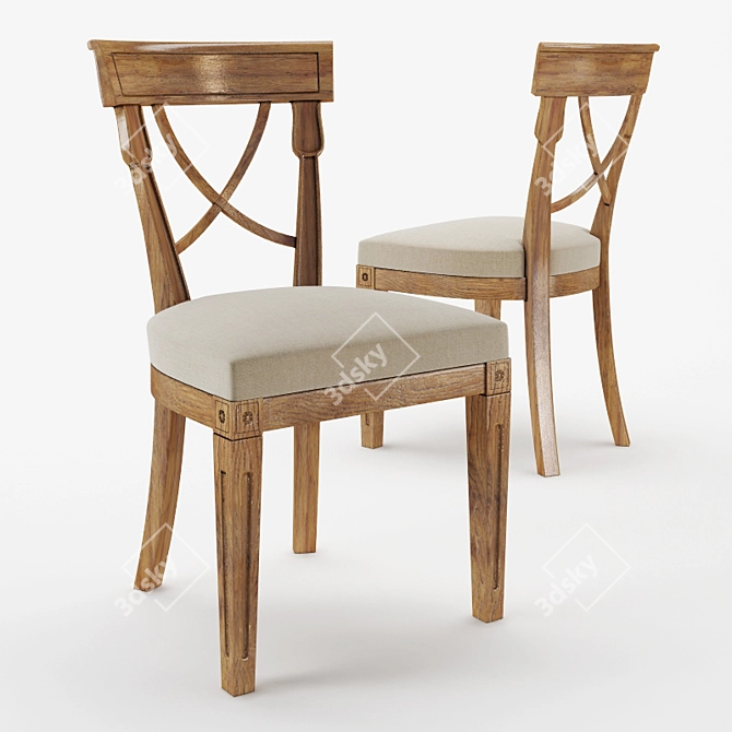 Country Style Chair with Textures 3D model image 1