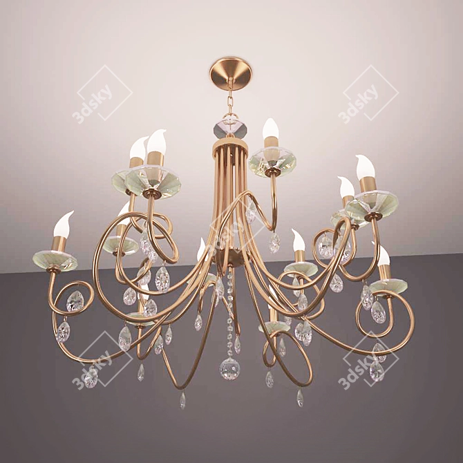 Orion Factory 12-Light Crystal Chandelier 3D model image 2